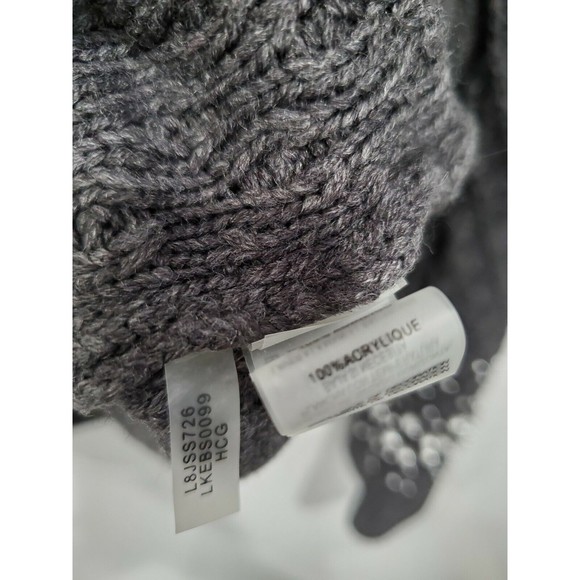 Karl Lagerfeld Gray Quilted Pearl Bell Sleeve Sweater Size Medium B576 - Picture 4 of 4